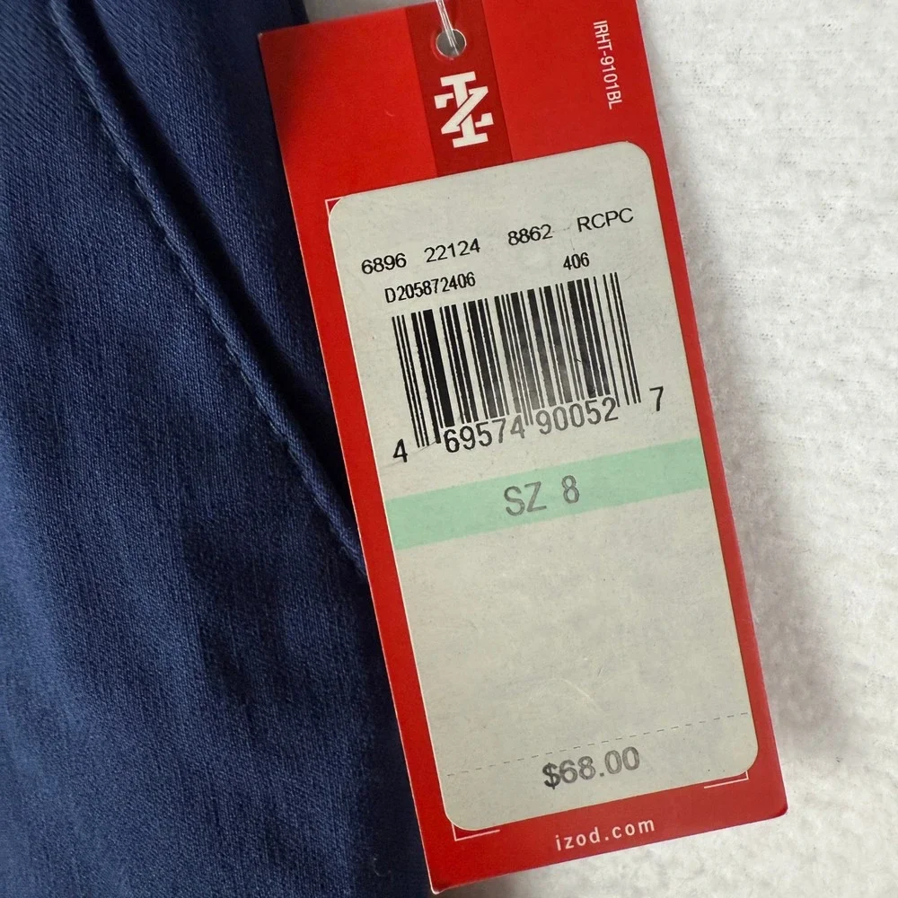 NEW‎ IZOD Chino Pants Womens 8 Short Navy Blue Straight Leg Flat Front Stretch - Picture 4 of 12